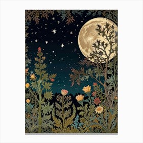 Moonlight In The Forest Style William Morris Art Print 8 Canvas Print