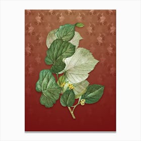 Vintage Linden Tree Botanical on Falu Red Pattern n.1140 Canvas Print