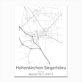 Hohenkirchen Siegertsbrunn,Germany Minimalist Map Canvas Print