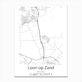 Loon Op Zand,Netherlands Minimalist Map Canvas Print