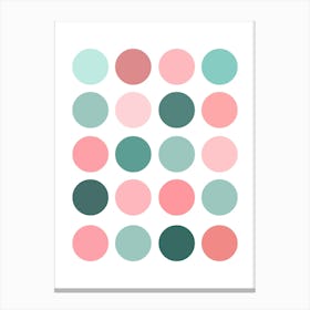 Green and Pink Circle Dots Pattern Canvas Print