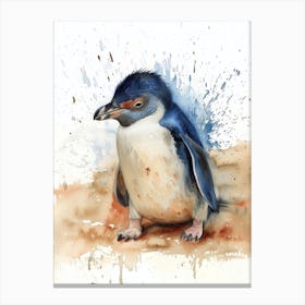 Humboldt Penguin Oamaru Blue Penguin Colony Watercolour Painting 1 Canvas Print