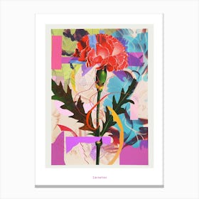 Carnation5 Neon Flower Collage Poster Canvas Print