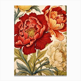 Peony Flower Pattern Canvas Print