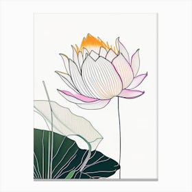 Lotus Flower In Garden Abstract Line Drawing 2 Canvas Print