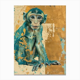 Baby Monkey Gold Effect Collage 1 Canvas Print