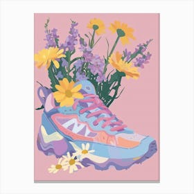 Retro Sneakers With Flowers 90s 1 Canvas Print
