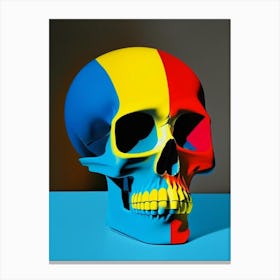 Skull With Tattoo Style Artwork Primary Colours Matisse Style Canvas Print