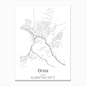 Orsta,Norway Minimalist Map Canvas Print