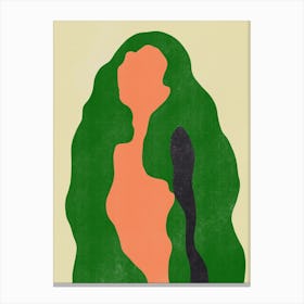 Green Hair Girl Canvas Print