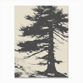 Minimalist Gray Pine Tree Canvas Print