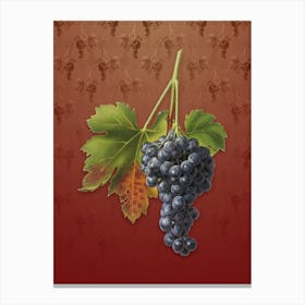 Vintage Raisin Grape Botanical on Falu Red Pattern n.0289 Canvas Print