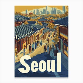 Aihrgdesign A 1970s Inspired Travel Poster For Seoul 2 Canvas Print