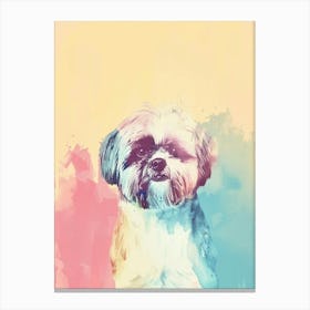 Shih Tzu Dog Pastel Line Watercolour Illustration  3 Canvas Print