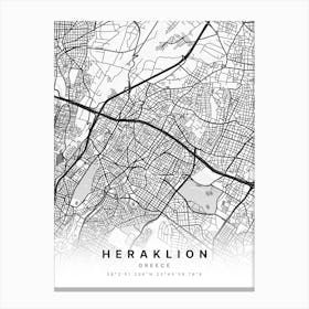 Heraklion Greece White Map Canvas Print