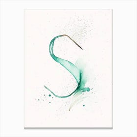 S, Letter, Alphabet Minimalist Watercolour Painting Canvas Print