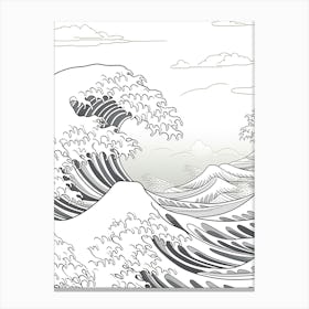 Line Art Inspired By The Great Wave Off Kanagawa 3 Canvas Print