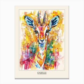 Gazelle Colourful Watercolour 4 Poster Canvas Print
