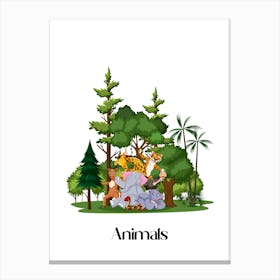 56.Beautiful jungle animals. Fun. Play. Souvenir photo. World Animal Day. Nursery rooms. Children: Decorate the place to make it look more beautiful. Canvas Print