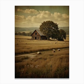 Barn In The Field 1 Canvas Print