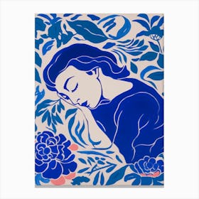 Blue Woman Silhouette 2 Canvas Print