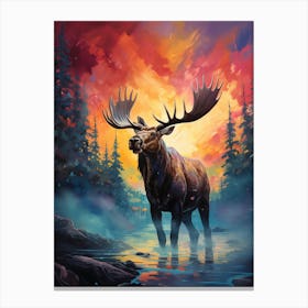 Moose At Sunset Canvas Print