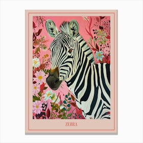 Floral Animal Painting Zebra 3 Poster Canvas Print