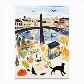 The Food Market In Stockholm 1 Illustration Canvas Print