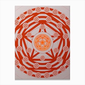Geometric Abstract Glyph Circle Array in Tomato Red n.0188 Canvas Print