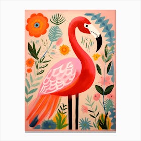 Pink Scandi Flamingo 3 Canvas Print