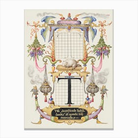 Guide For Constructing The Letter T From Mira Calligraphiae Monumenta, Joris Hoefnagel Canvas Print