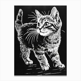 American Shorthair Cat Relief Illustration 2 Canvas Print