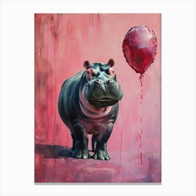 Cute Hippopotamus 1 With Balloon Canvas Print