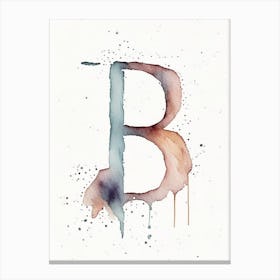 B, Letter, Alphabet Minimalist Watercolour 7 Canvas Print