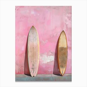 Two Surfboards Against A Pink Wall Canvas Print