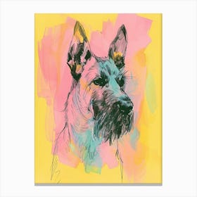 Pastel Bouvier Des Flandres Dog Pastel Line Illustration 1 Canvas Print
