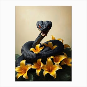 Cobra Snake With Lilies Stampe su tela