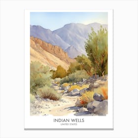 Indian Wells 3 Watercolour Travel Poster Canvas Print
