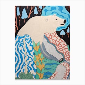 Maximalist Animal Painting Polar Bear 5 Canvas Print