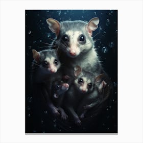 Liquid Otherworldly Mother Possum With Babies 1 Canvas Print