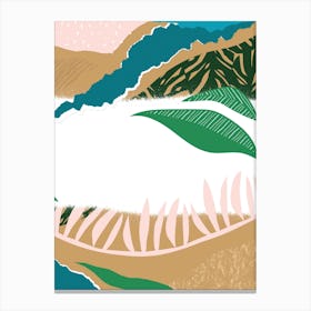 White Mixed Jungle Abstract Canvas Print