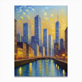 Chicago Skyline At Dusk Canvas Print