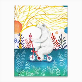 Bear on a Bike Canvas Print