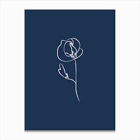 Line Art Flower 2 - Navy Canvas Print