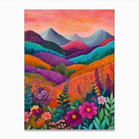 Colorful Landscape With Mountain and Flowers 19 Canvas Print