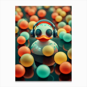 Duck With Headphones Canvas Print