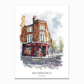 Redbridge London Borough   Street Watercolour 4 Poster Canvas Print