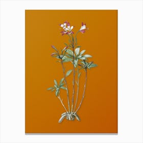 Vintage Lily of the Incas Botanical on Sunset Orange n.0344 Canvas Print