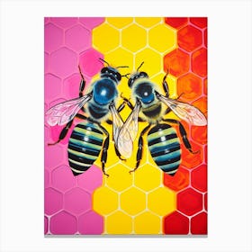 Honey Comb Colour Pop Bees 1 Canvas Print