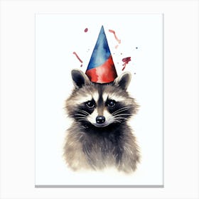 Raccoon With A Party Hat 1 Canvas Print